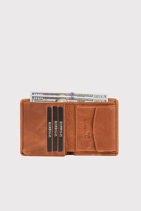 Zoozie Bags Cartera Crazy Tan Hombre Piel Auténtica Elegante Sofisticada Color Tostado 9.5x2x10.5 cm